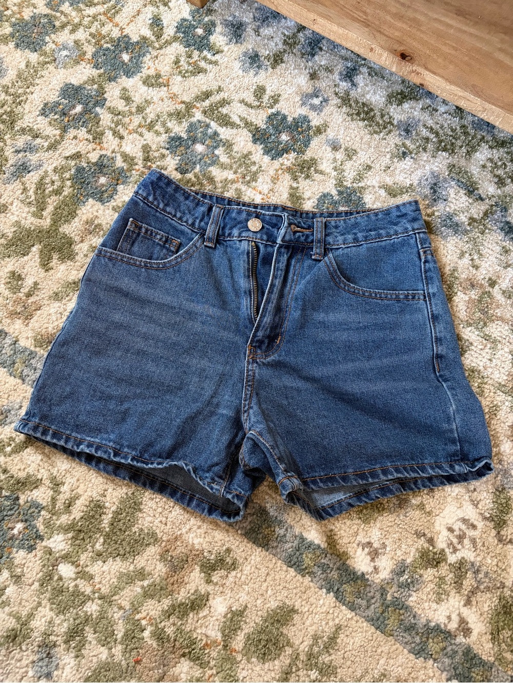SHEIN Dark Blue High-Waist Denim Shorts